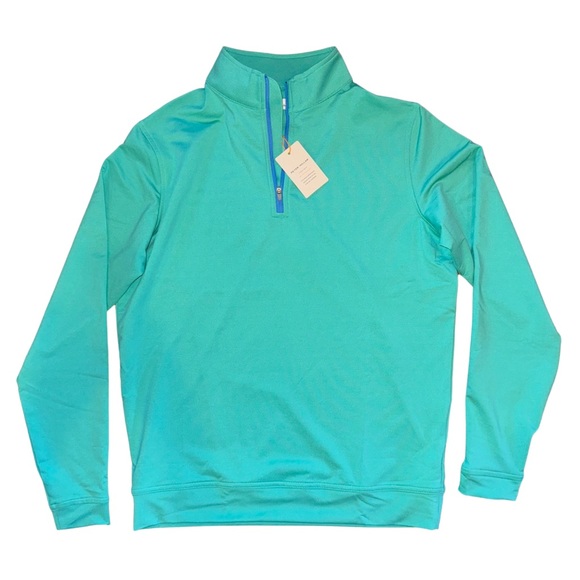 Peter Millar Crown Sport Perth Melange Performance Quarter-Zip in Lily Pad - Picture 6 of 8